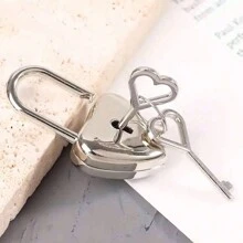 Conjunto de Fechadura e Chave em Forma de Coração, Fechadura de Coração Liga de Zinco Anti-roubo para Bagagem e Mala, Mini Fechadura de Hardware de Bagagem, para Caixa de Joias, Cadeado de Casamento e Decorações de Chave e Fechadura, Armários de Academia - Chaves e Fechaduras Funcionando - Multicolorido - Visão 4