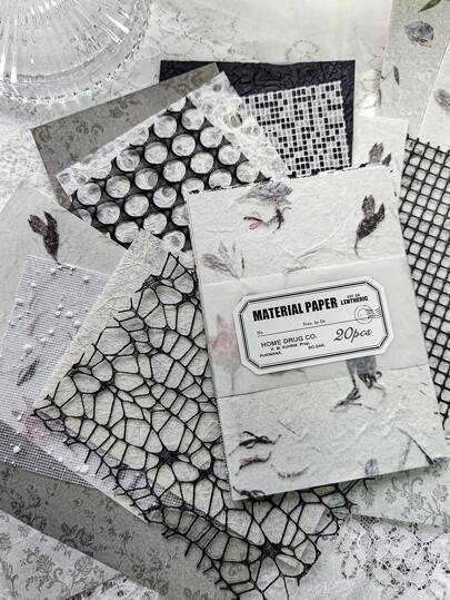 1 Packung mit 20 Blättern Papier mit floralem Muster für DIY Scrapbooking, Tagebuch Hintergrunddekoration, gemischtes Material