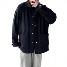 Chamarra Trucker Chaqueta De Trabajo Delgada Para Hombre - Negro - Ver 3