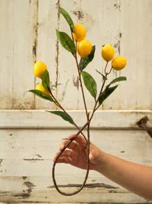 1PC/2pcs/3PCS/5PCS, Artificial Lemonade Ornament, 67cm Long, 1 Stick 6 Fruits, Non-Fading Flexible Plastic Plant Artificial Flower Fruit Potted Decoration, Modern Simple Nordic Style, Suitable For Home Interior And Outdoor Decoration, Flower Arrangement, Wedding, Etc.