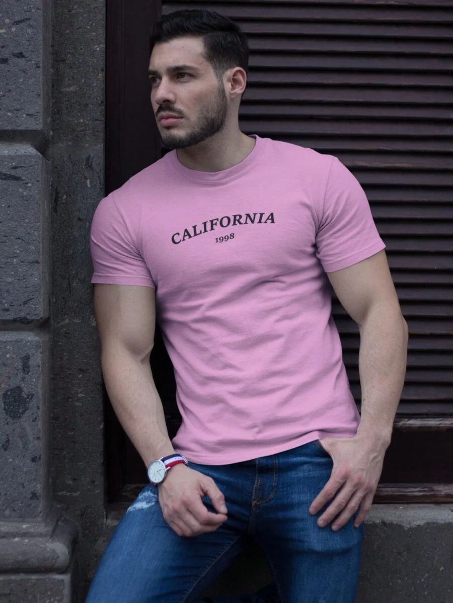 Men T-Shirts - 淺粉色 - 查看 1