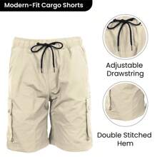 2-Pack Men's Moisture Wicking Performance Quick Dry Cargo Shorts - 皇家&卡其色 - 查看 5
