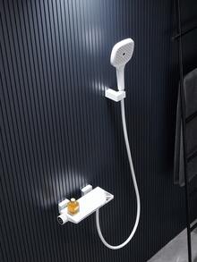 1 pieza/set Juego de cabeza de ducha de bañera de estilo europeo de cobre puro en color blanco mate, diseño de cascada, estilo simple - Blanco - Ver 4