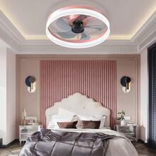 Ceiling Fans With Lights Dimmable LED Embedded Installation Of Thin Modern Ceiling Fans(Pink)