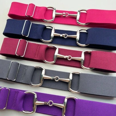 1 pieza Cinturón ajustable de cintura elástica con hebilla de metal, accesorio de moda para mujer, para verano 2024, escuela, otoño, Halloween