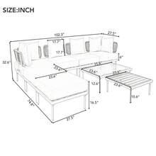 8-Piece Patio Sectional Sofa Set With Tempered Glass Coffee Table And Wooden Coffee Table For Outdoor Oasis, Garden, Patio And Poolside - Grey - View 4