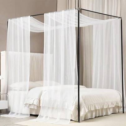 1入組白色皇后床帳幔，女孩床頭柔軟簾幕床帳篷或女孩床帳幔，卧室裝飾