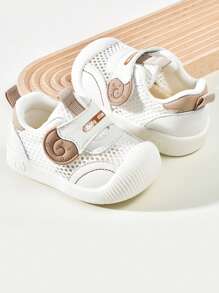 1雙透氣網布PU魔鬼氈設計兒童平底休閒運動鞋，春秋季