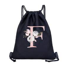 Drawstring Backpack Unisex Sports Backpack Women Drawstring Shoe Bags For Storage Bags Initials Name Letter Pattern Gym Bags Men Drawstring Bag Bags Cloth Bags Dust Storage Pouch For Outdoor Duffle Sports Bag Bag Bundle Tote Bag For Student Sports Back Pack, Lightweight Small Backpack, Mini Backpack For Back To School & Travelback To School,Classic Casual, Suitable For Teen Girls Women College StudentsOutdoors, Travel, Outings - Black - View 9