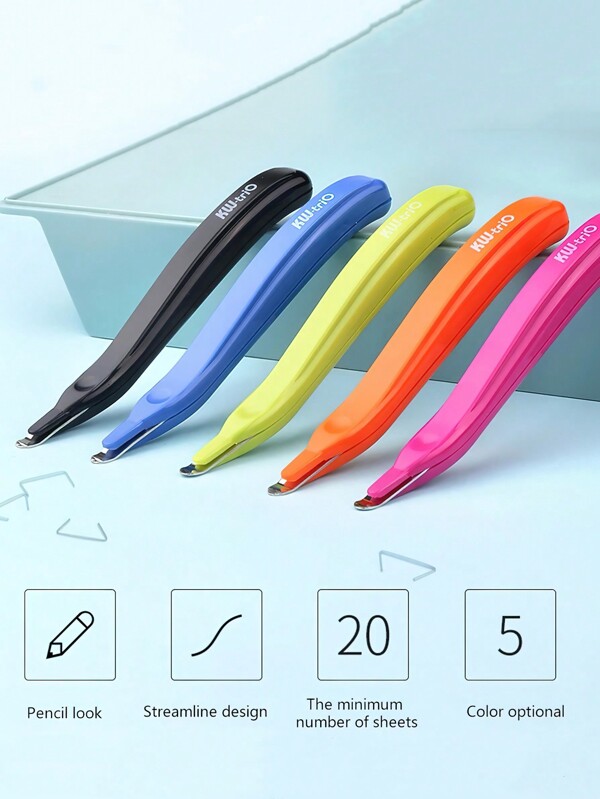 1 pieza Quitagrapas plano con diseño estilizado lápiz, herramienta portátil magnética para quitar grapas para oficina, escuela, artículos escolares, vuelta al cole