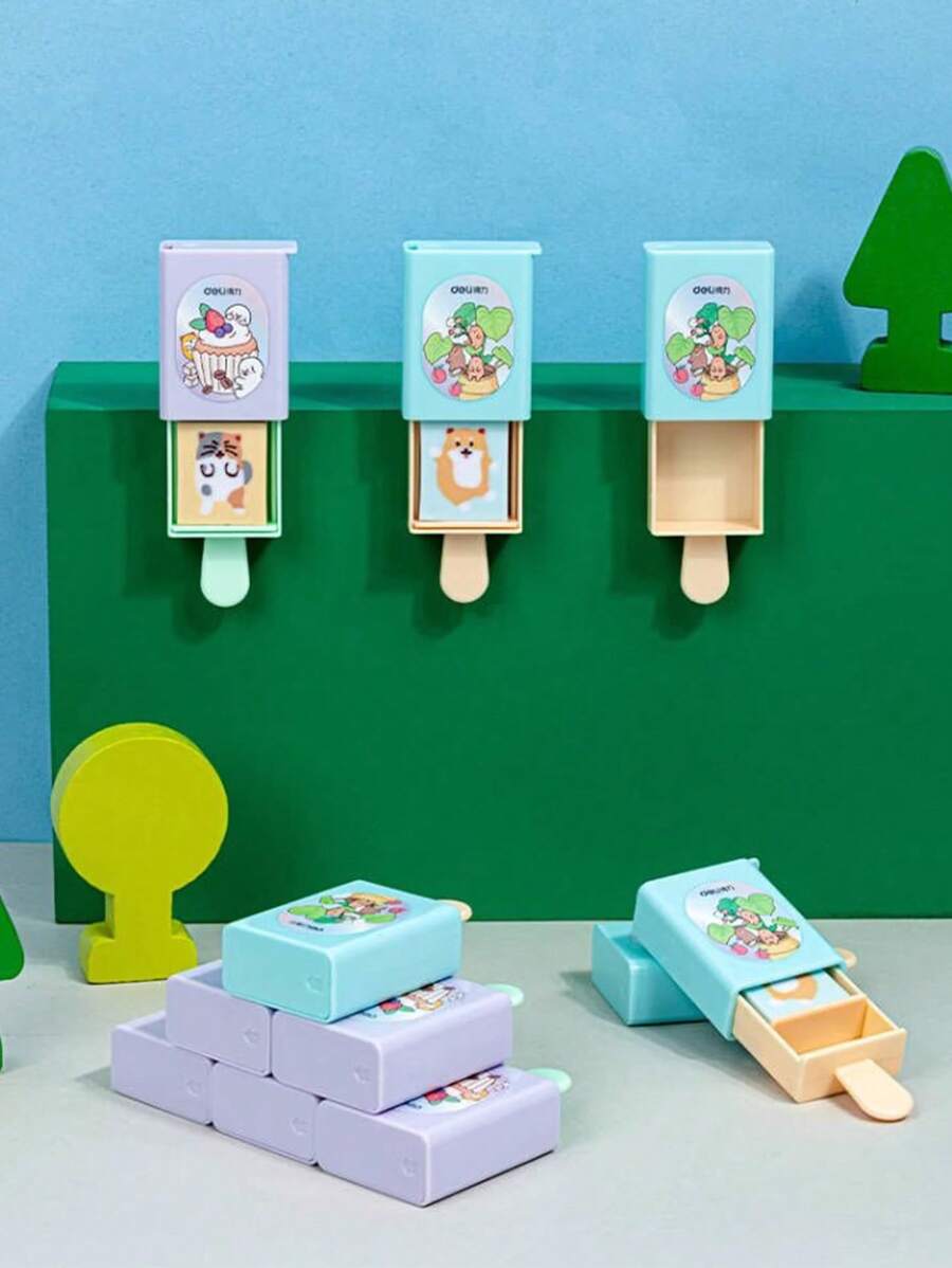 2 cục tẩy hộp ma thuật sáng tạo màu sắc ngẫu nhiên, cục tẩy hoạt hình dễ thương bán buôn không để lại nhiều cặn, sạch sẽ và trong suốt, tươi mới và đáng yêu, đầy đủ các họa tiết cá nhân hóa, đáng yêu, có thể được sử dụng để viết hàng ngày, vẽ và lau, học tập hàng ngày, ghi chú trong lớp học, bài tập viết, xóa bản nháp thiết kế, v.v. Mềm mại và dễ sử dụng, lựa chọn thoải mái, nhỏ gọn, dễ mang theo. - Nhiều màu - Xem 1