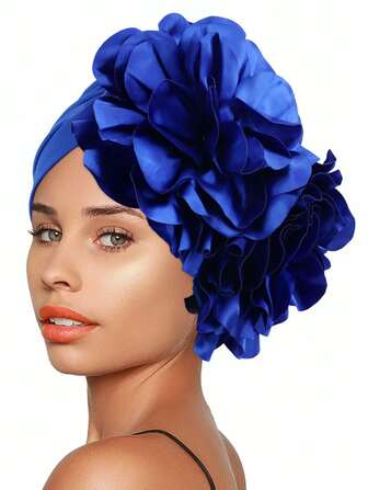 1 件纯色/多色女士超大花卉头巾帽，非洲风格头巾，适合婚礼/派对情人节