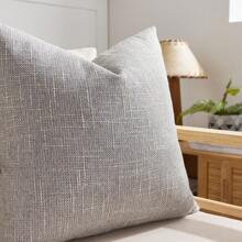 1pc (Pillow Insert Not Included) Multi-Color Textured Throw Pillow Cover, Modern Farmhouse Faux Linen Texture Cushion Cover, Suitable For Bedroom, Dining Room, Bed, Sofa, Car, Decorative Pillow Case, All Season - Grey - View 5