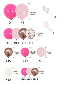 184 件玫瑰红和粉色气球套装，适用于生日、婚礼、派对、装饰