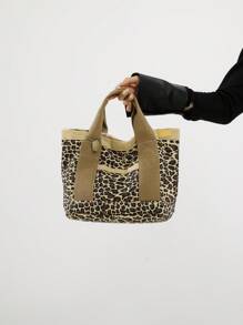 新品高端女士帆布手提包，午餐袋，休閒手提包 - 棕色 - 查看 5