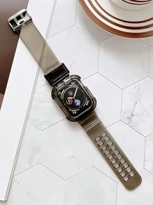 2 In 1 Crystal Clear Band With Bumper Case Compatible With Apple Watch 38/40/41/42/44/45/46/49mm,Jelly Sports Protective Replacement Wristband Strap Compatible With IWatch 10/9/8/7/6/5/4/3/2/1/SE Women Man