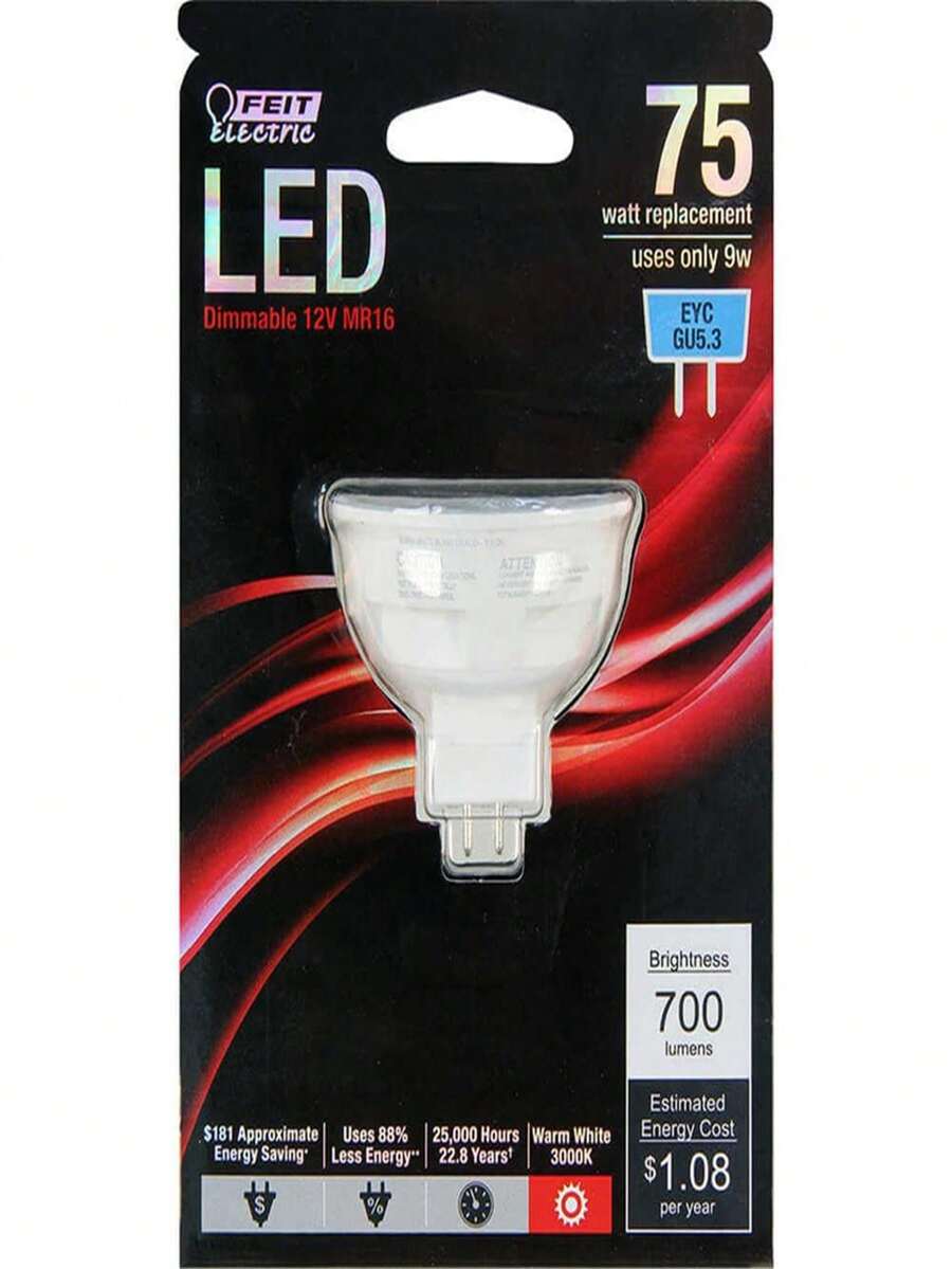 Feit Electric 3008691 MR16 GU5.3 Warm White 75 Watt Equivalence LED Bulb - White - View 1