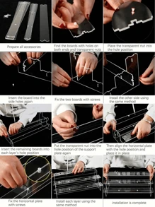 1 件透明亚克力组装楼梯甜点纸杯蛋糕桌面展示架，1-4 层糕点架，寿司拼盘，宴会冷菜分层架和甜点架圣诞礼物 - 圓柱腿款 - 查看 6