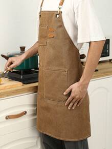 1pc Denim Effect Apron - Black - View 5