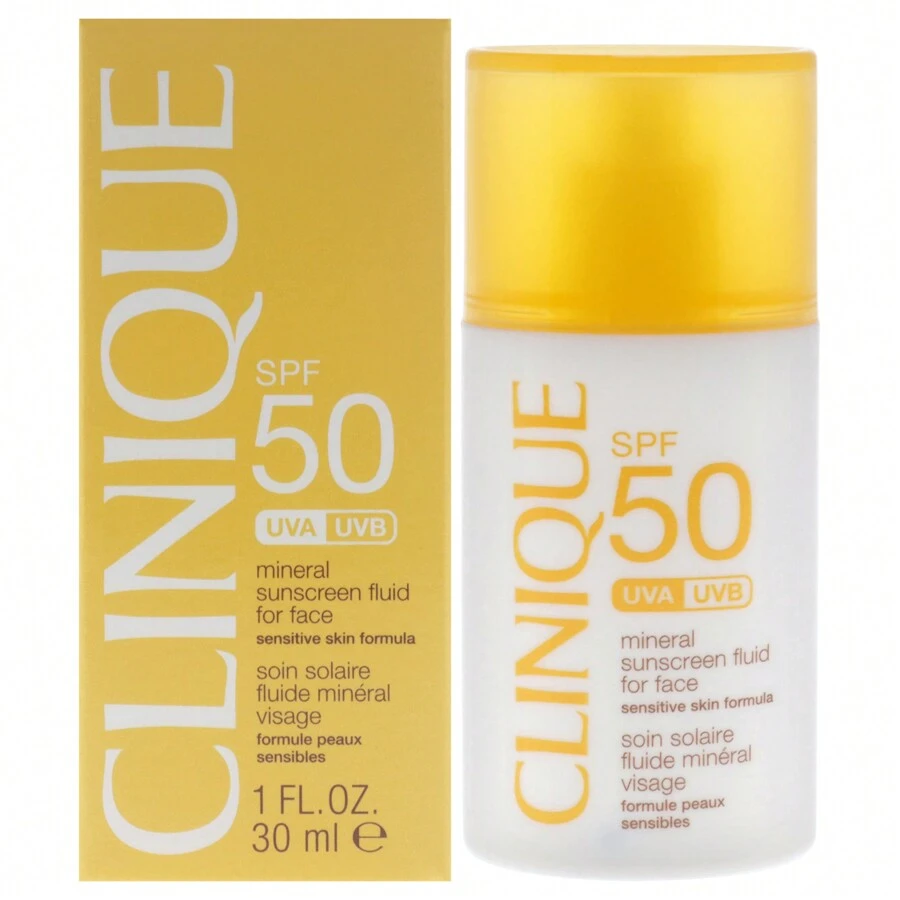 Broad Spectrum SPF 50 Mineral Sunscreen Fluid For Face By Clinique For Women - 1 Oz Sunscreen - לבן - ראה 1