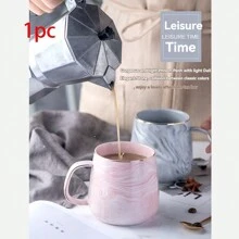 1 pieza Taza cerámica de gran capacidad para uso doméstico y de oficina, taza de café de pareja con patrón de mármol creativo, taza sencilla de desayuno para volver a la escuela - multicolor - Ver 6