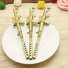 2pcs, Creative Stationery Machine Gun Shape Gel Pen, Water-Based Pen, Strange Signature Pen, Back To School, School Supplies, Colors For School, Stationery, Writing Pens - Gold - View 6