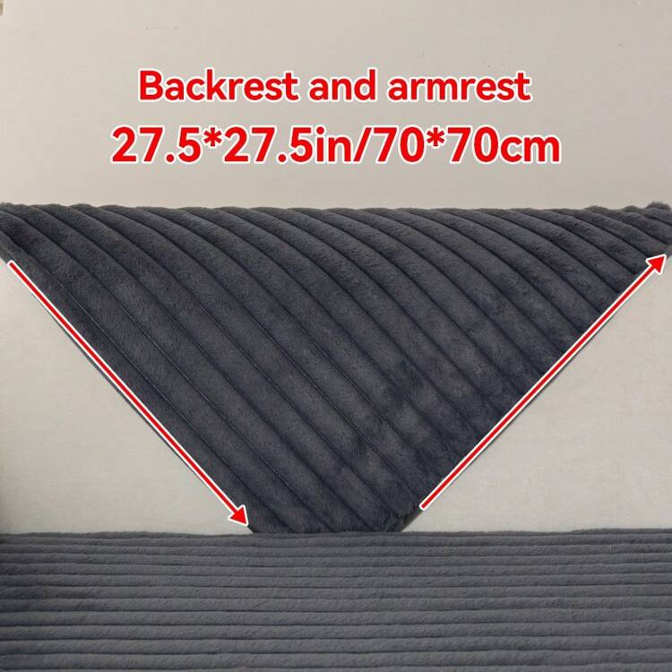 1入冬季仿兔毛條紋防滑純色沙發墊，適用於客廳、臥室和辦公室的寵物友好家具保護墊—機洗和水洗沙發墊 - 灰色 - 查看 16