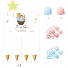 性别揭晓投票棋盘游戏（1 件装）带有粉色和蓝色贴纸 - 性别揭晓派对和 BB 派对的理想补充，保证让所有人享受乐趣！ - 彩色 - 查看 9