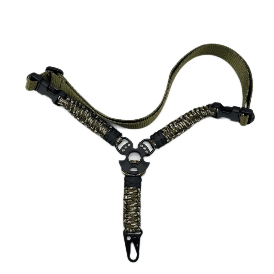 1入戰術單點套索，重型三角轉接器設計，耐用材料，手工製作的戶外步槍帶 - 迷彩色 - 查看 1