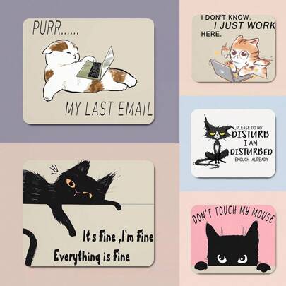 حصيرة الفأرة، حصيرة فأر بشكل القطة مربعة عالية الجودة، حصيرة فأر بسماكة مخصصة ونسيج لايكرا مع قاعدة مطاطية قابلة للغسل وغير قابلة للانزلاق، حصيرة فأر الكمبيوتر المخصصة للفأرة اللاسلكية