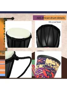 1 件优质复古山羊皮打击乐器，4 英寸土著非洲鼓，轻量级初学者手鼓 [可能会出现轻微颜色变化，实际产品将发货] - 彩色 - 查看 8