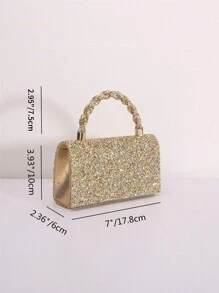 Glitter Bling,Shiny Glamorous,Elegant,Exquisite Fashionable Exquisite Rhinestone Decor Clutch Bag Dinner Bag,Evening Bag For Party Girl,Woman,For Female Perfect For Party,Wedding,Prom,Dinner/Banquet,Best Gift For Women - Gold - View 2