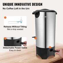Commercial Coffee Urn 50Cups/7.5qt Large Coffee Dispenser Stainless Steel 1000W Electric Coffee Maker Urn For Quick Brewing Hot Water Urn With Detachable Power Cord For Easy Cleaning