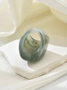 1 Stück modischer und atmosphärischer bohemian imitierter Jade-Ring aus natürlichem grünem Harz im Retro-Stil, geeignet für Frauen als Geschenk, um Liebe zur Mutter an Feiertagen wie Valentinstag, Muttertag usw. auszudrücken