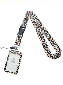 1pc Leopard Print ID Card Holder With Metal Clasp Detachable Lanyard, Ideal For Women, Teachers, Students And Employees, Stylish Brown Leopard Print Car Accessories Bag Charm Backpack For School Letter Cute Goth Y2k Christmas Gift Ideas Bag Accessories Lanyards With Id Holder Car Accessories Bag Charms Car Friend Sister - Brown - View 8