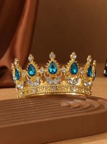 1pc Baroque Style Circular Multi-Color Bridal Crown Headpiece, Suitable For Prince, Royal King, Beauty Queen, Full Round Floral Wreath, Applicable For Wedding, Decoration, Bar, Party, And Other Accessories