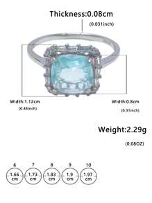 1 pièce Bague rétro carrée originale de style Ins élégant avec zircone cubique bleue, fabriquée en argent sterling S925, adaptée pour un port quotidien des femmes, des festivals et des fêtes magnifiques