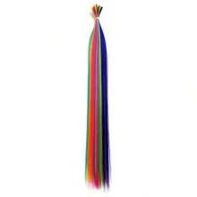 50 Strands/Pack Synthetic Hair Dye Rainbow Wig Extensions Colored Kanekalon I-Tip Keratin Fusion For Hair Extension Strands Of Hair Pieces With Hair Rings