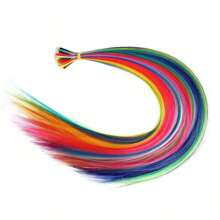 50 Strands/Pack Synthetic Hair Dye Rainbow Wig Extensions Colored Kanekalon I-Tip Keratin Fusion For Hair Extension Strands Of Hair Pieces With Hair Rings