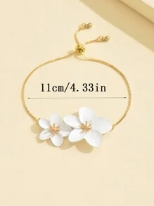 1 pièce Bracelet ajustable pour femmes, de conception raffinée et luxueuse, avec une décoration florale blanche qui apporte une fraîcheur estivale. Parfait pour un port quotidien, les vacances à la plage, les fêtes et en cadeau pour la famille et les amis. Saint-Valentin, maman, mère, Fête des Mères, cadeau