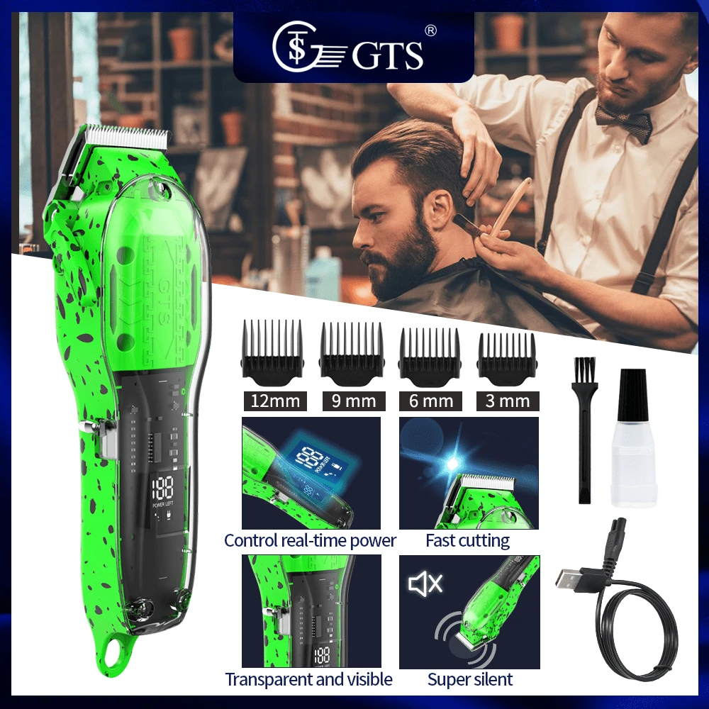 GTS LCD Digital Display Electric Hair Clippers For Men Professional