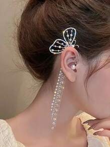 1pc Rhinestone Butterfly Decor Ear Wrap