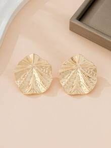 1 par de nuevos pendientes de metal con forma de hoja asimétrica de estilo bohemio y de vacaciones para mujeres en verano - Amarillo Oro - Ver 5