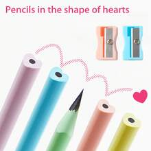1 Bộ 12 Màu Sắc Ngẫu Nhiên Trục Bút Hình Trái Tim Có Gọt, Độ Cứng HB, Món Quà Hoàn Hảo Cho Ngày Trở Lại Trường Học - Nhiều màu - Xem 1