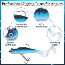 Fishing Lures Soft Plastic Lures For Bass Jig Head Soft Swimbait Lifelike Plastic Baits Tackle Kit For Saltwater And Freshwater