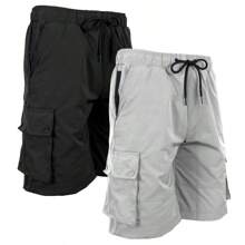 2-Pack Men's Moisture Wicking Performance Quick Dry Cargo Shorts - Black & Grey - View 1