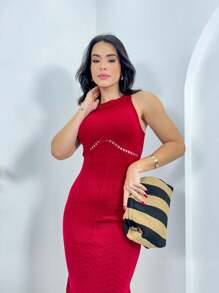 Women Sweater Dresses - Redwood - View 2