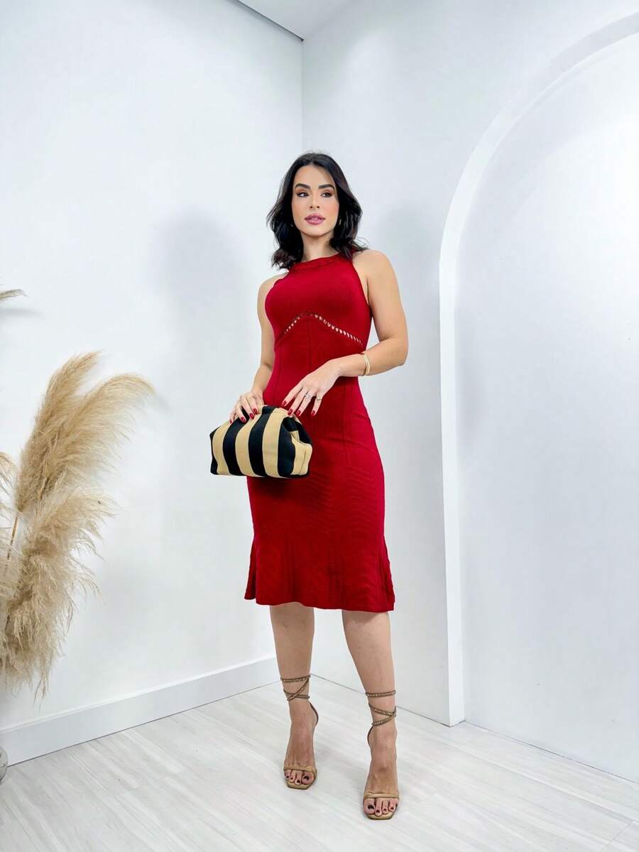 Women Sweater Dresses - Redwood - View 1