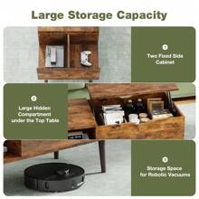 Sweetcrispy 2 Colors Lift Top Coffee Table For Living Room Adjustable Shelf And Storage Compartment Coffee Table - màu nâu - Xem 9
