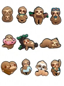 11Pcs Cute Sloth Series DIY Caharms For Shoe Key Chain Sandals Beach Bags, PVC Shoe Charms For Clogs Premium Quality Popular Decorations Accessories Great Gifts For Birthday, Party Valentine's Day Valentines Summer, School - View 7